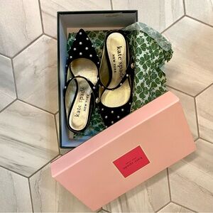 Kate Spade Marisol Pearl Black Suede Mules 6.5